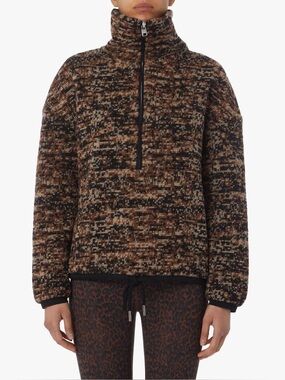 Varley Bailey Half Zip Pullover XS Brown Speckle Wool Blend